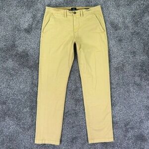 C&A Regular Fit Straight Leg Chino Pants Mens 33x32 Yellow Crafted Quality Golf
